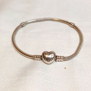 Pandora Heart Love 925 Silver Woman's Chunky Rope Bracelet 15 Gg